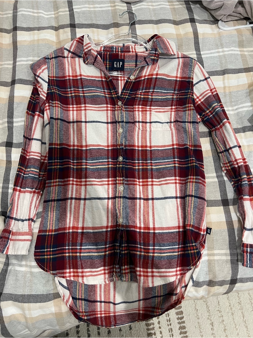 GAP Red White Plaid Button-Down Shirt